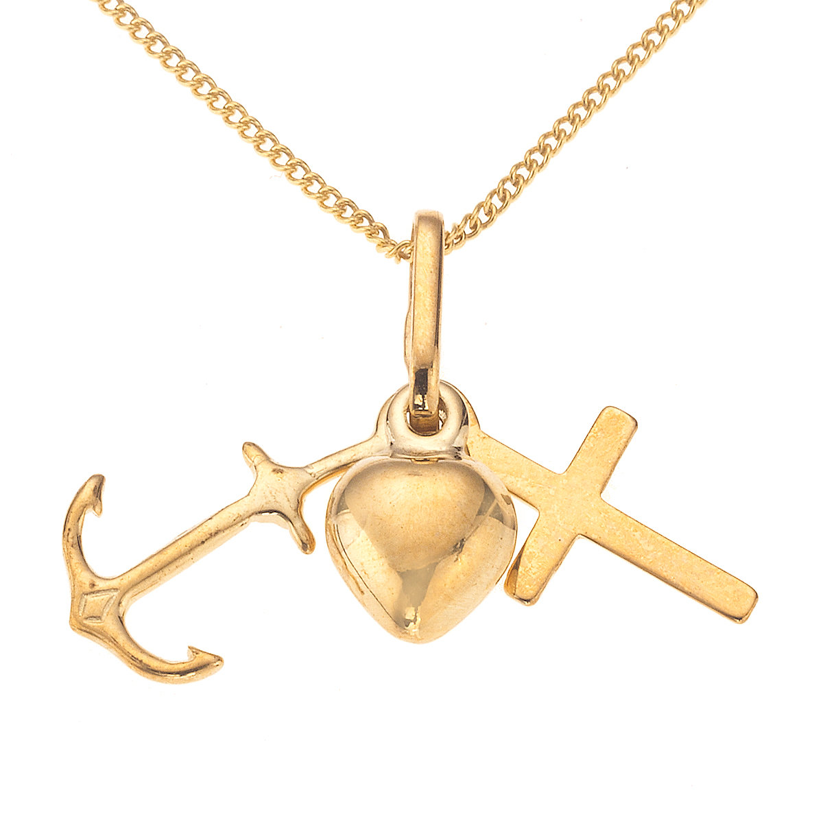 Anhänger mit Kette 333/- Gelbgold Glaube Liebe Hoffnung ohne Stein Kettenanhänger für Kinder