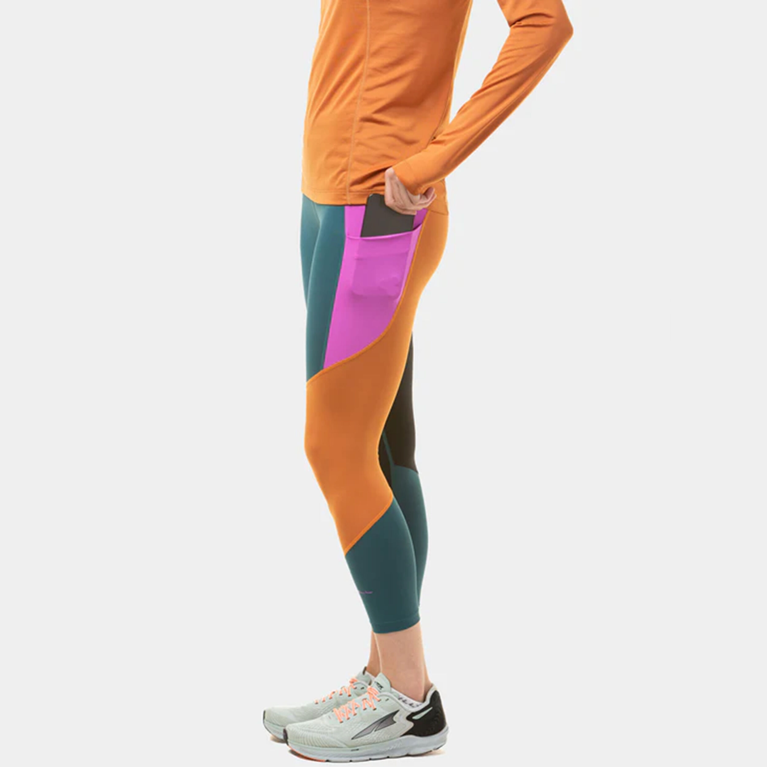 Tech Crop Lauftight Damen - Petrol, Mehrfarbig
