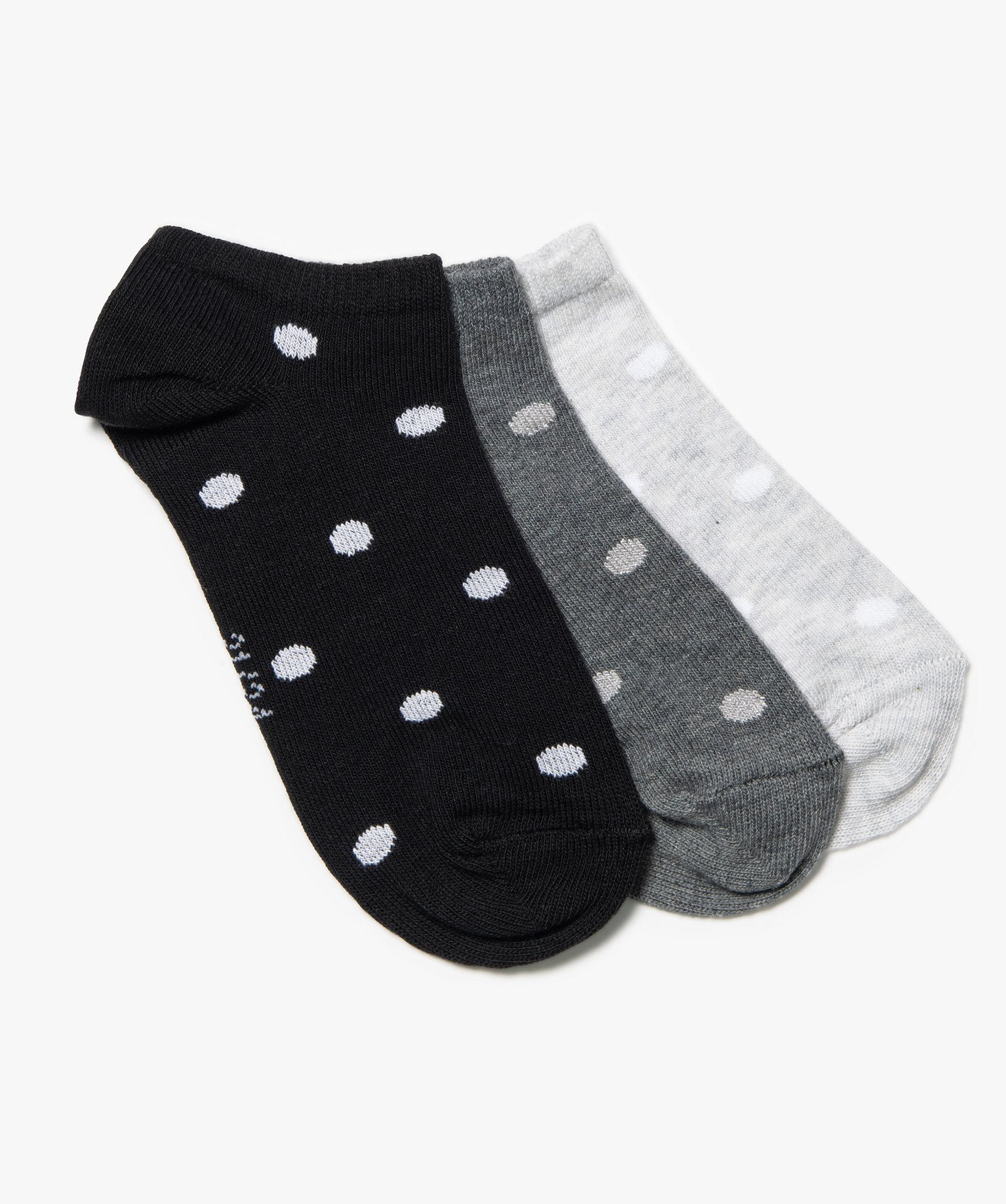 Chaussettes fille tige ultra-courte à pois (lot de 3) noir | GEMO