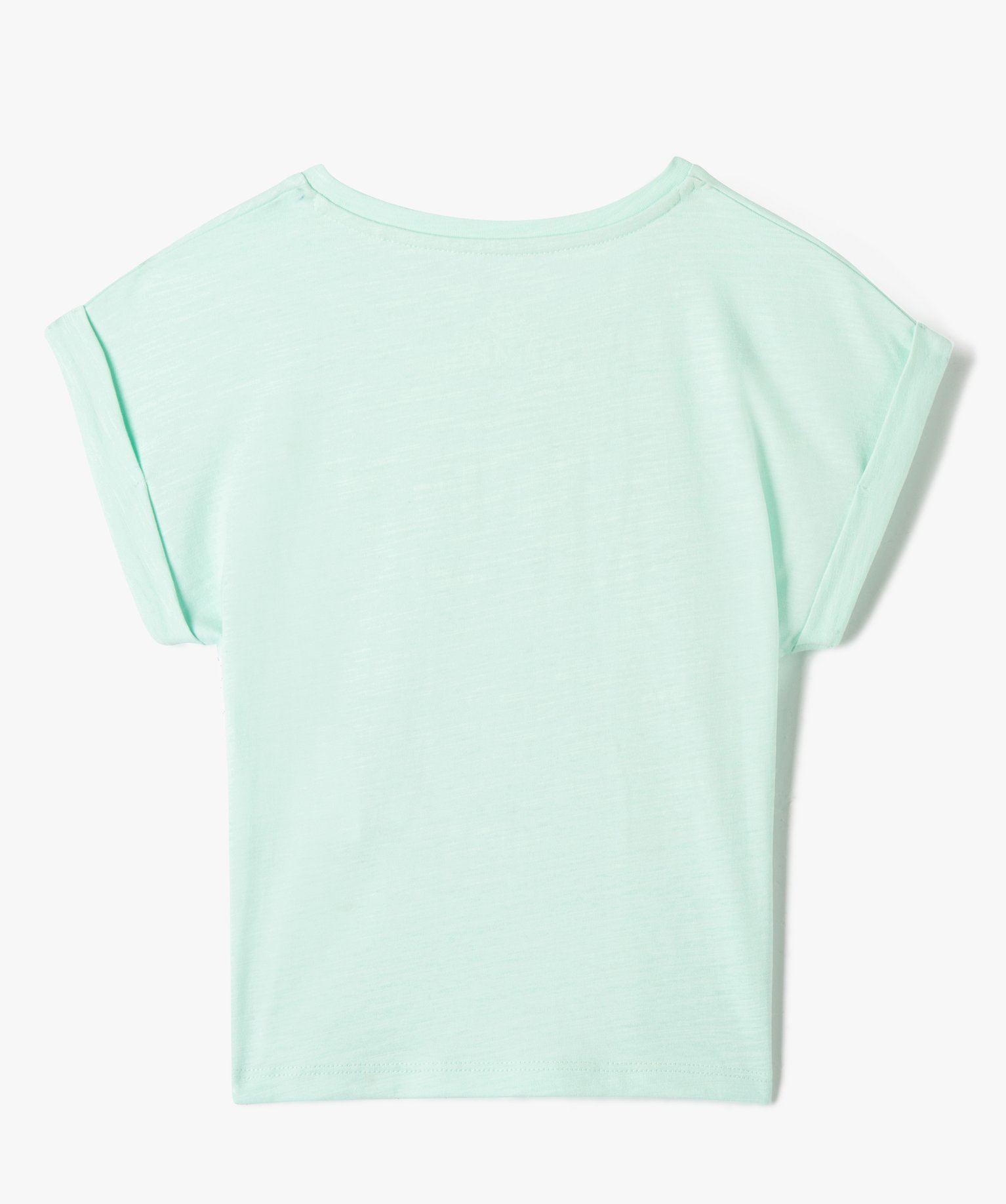 Tee-shirt fille à manches courtes avec revers cousus - Camp... vert | GEMO