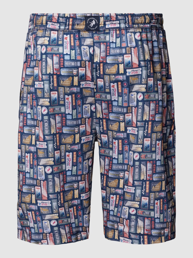 Bermudas mit Allover-Muster in blau