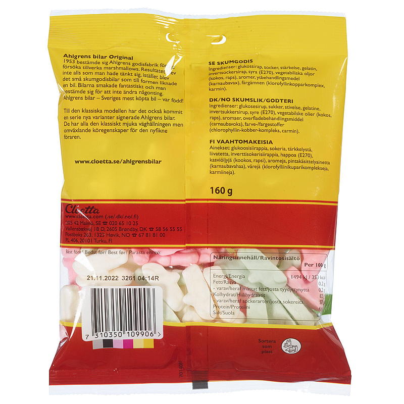 Cloetta Ahlgrens biler 160 g Original