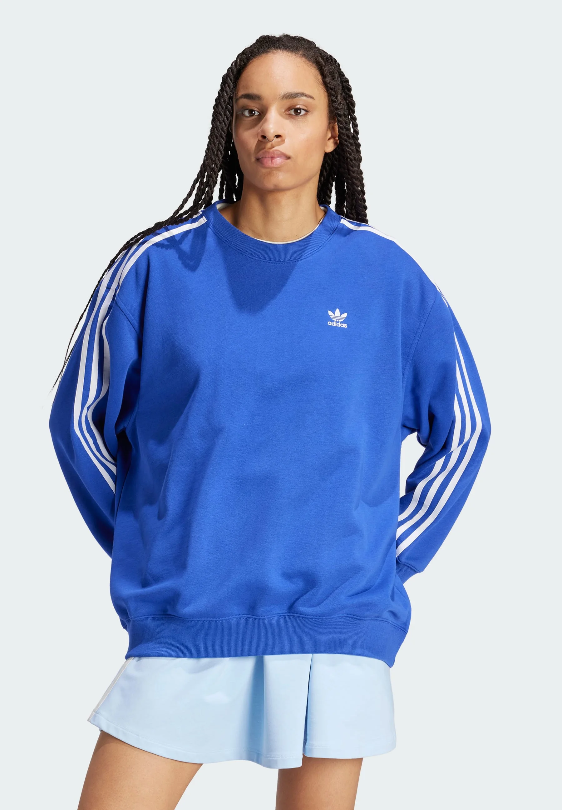 Sudadera adidas Originals de cuello redondo extragrande con tres rayas