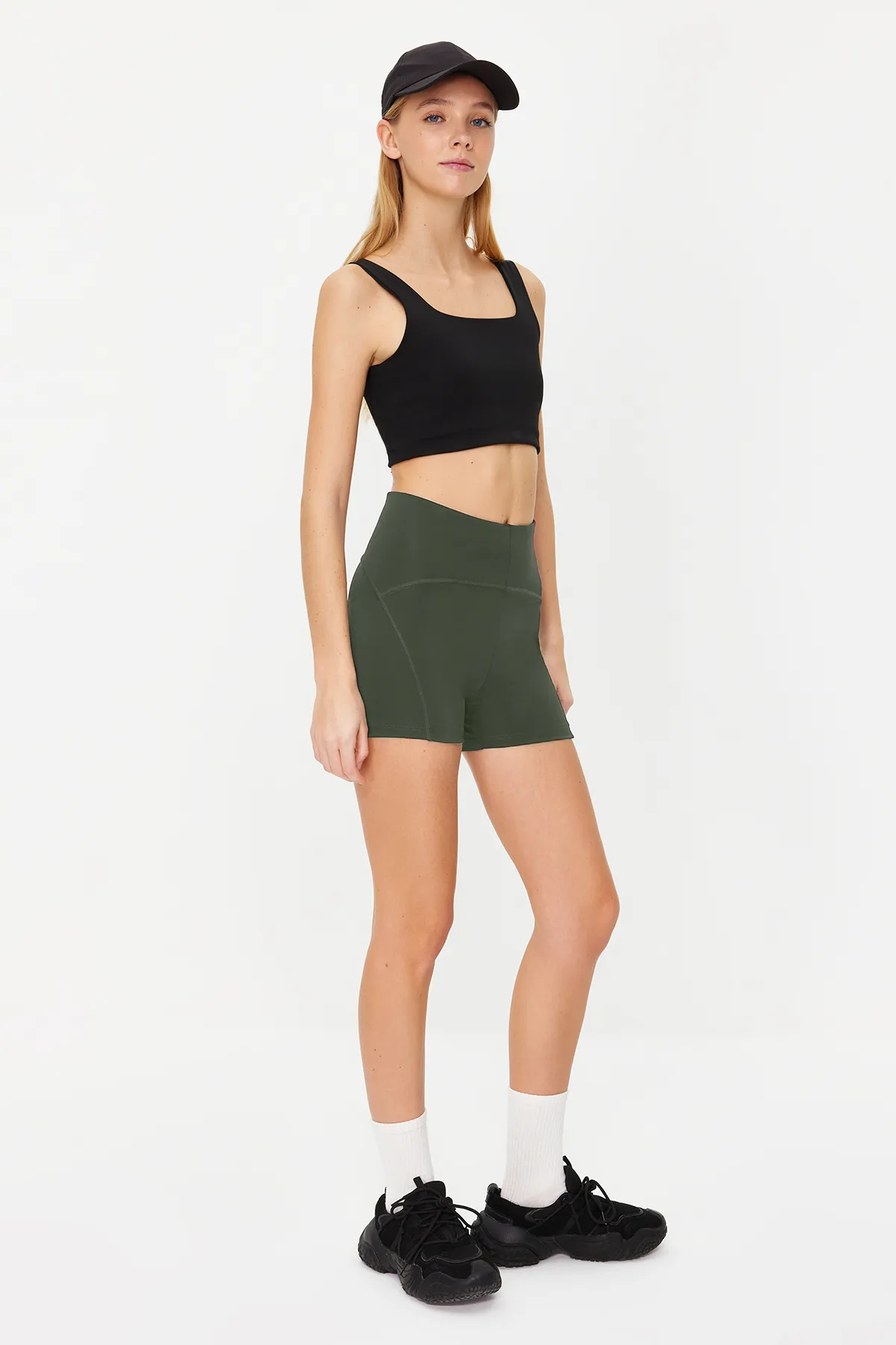 Trendyol Collection  Schwarz-Khaki 2er-Pack Restorer Strick-Sportshorts/kurze Leggings TWOSS21SR0698