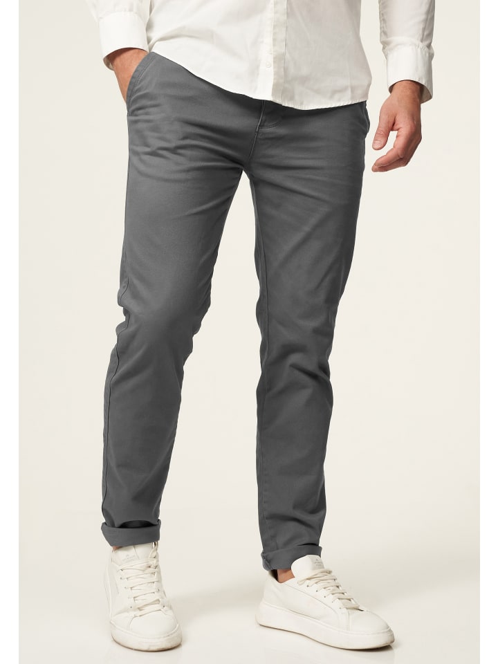 DAILY COTTON Chinohose - DCPROVO Chino Hose Elastische Jeans Stoffhose Slim-Fit in Dunkelgrau günstig kaufen