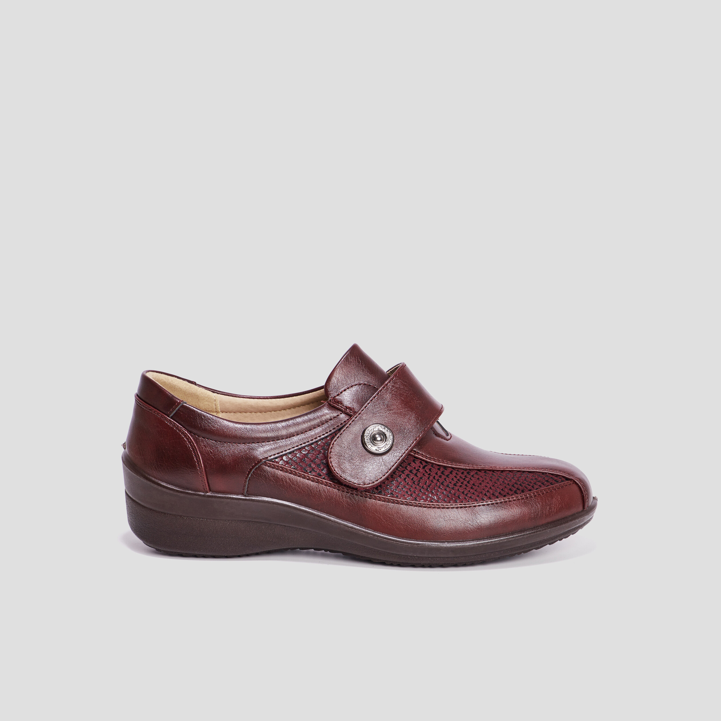 Loafers compensés en cuir bordeaux femme | La Halle