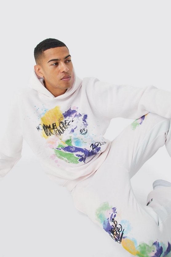 Oversize Trainingsanzug mit Graffiti-Print
