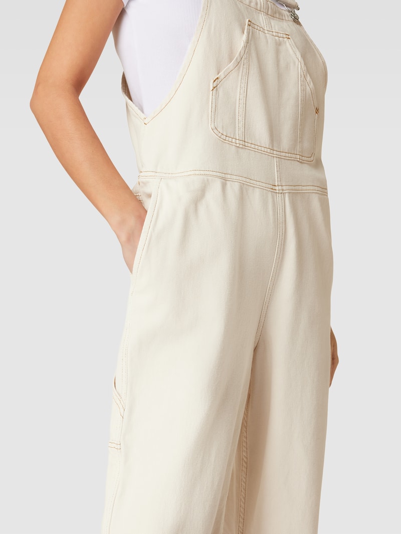 Latzhose mit Eingrifftaschen Modell 'Jumper' in offwhite