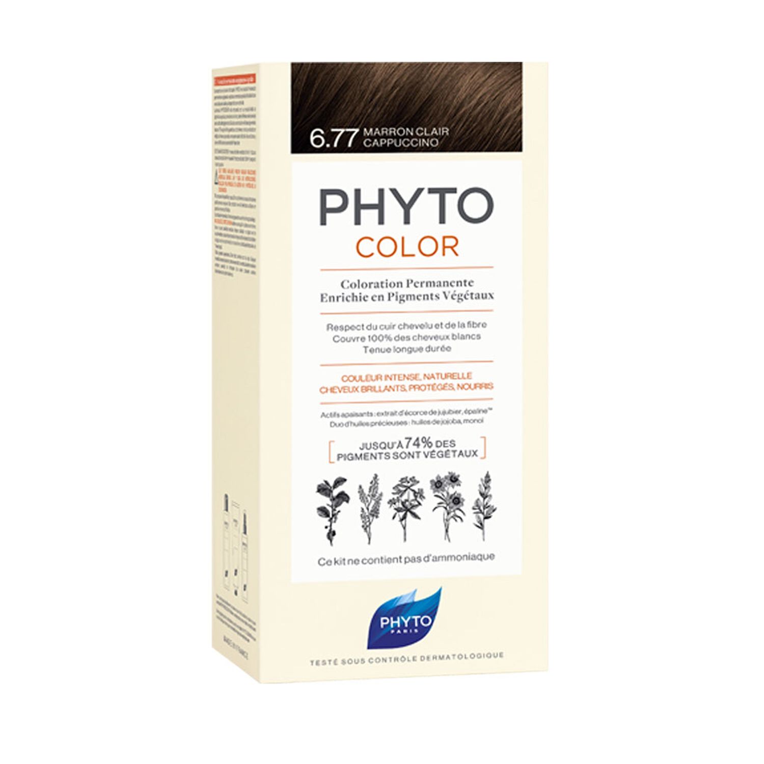 Phyto Phytocolor Coloration Permanente 6.77 Marron Clair Cappuccino - Cheveux Colorés Ou Blancs