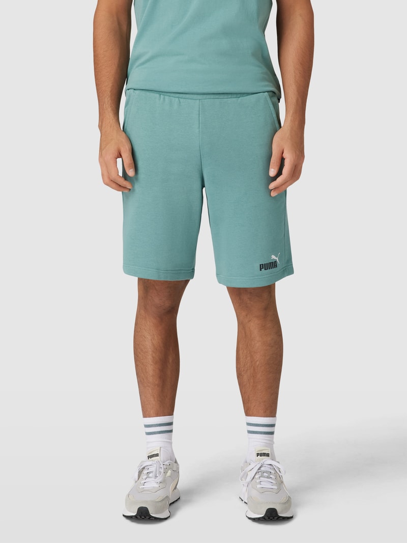 Sweatshorts mit Label-Print in petrol