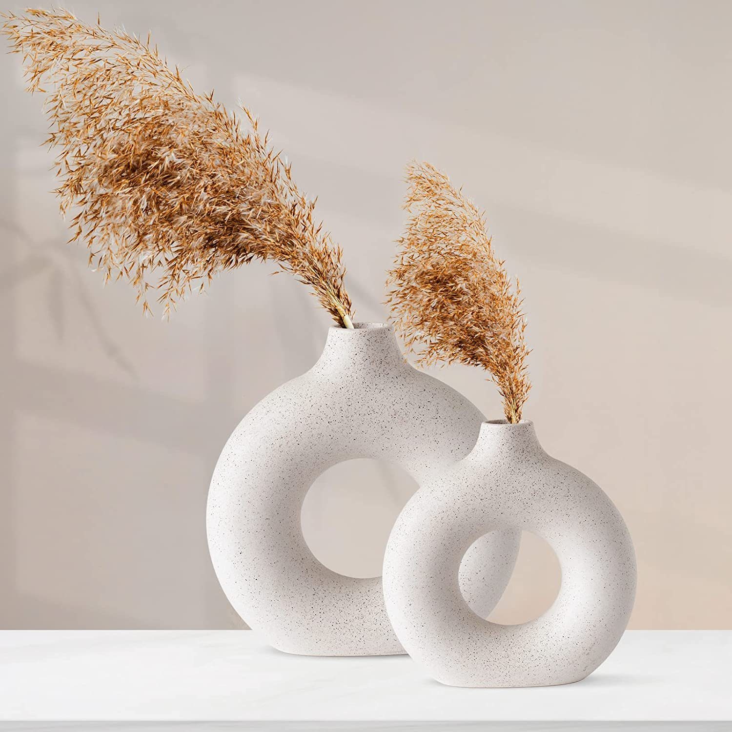 Vicbuy Dekovase (2 St), Keramik Vase, Vasen matt, Pampasgras-Vase, L+M