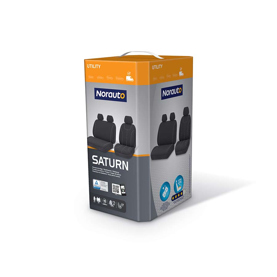 NORAUTO Sitzbezug UTILTY für Transporter, Design SATURN, Set aus 1 Vordersitz + 1 Doppelbank - ATU