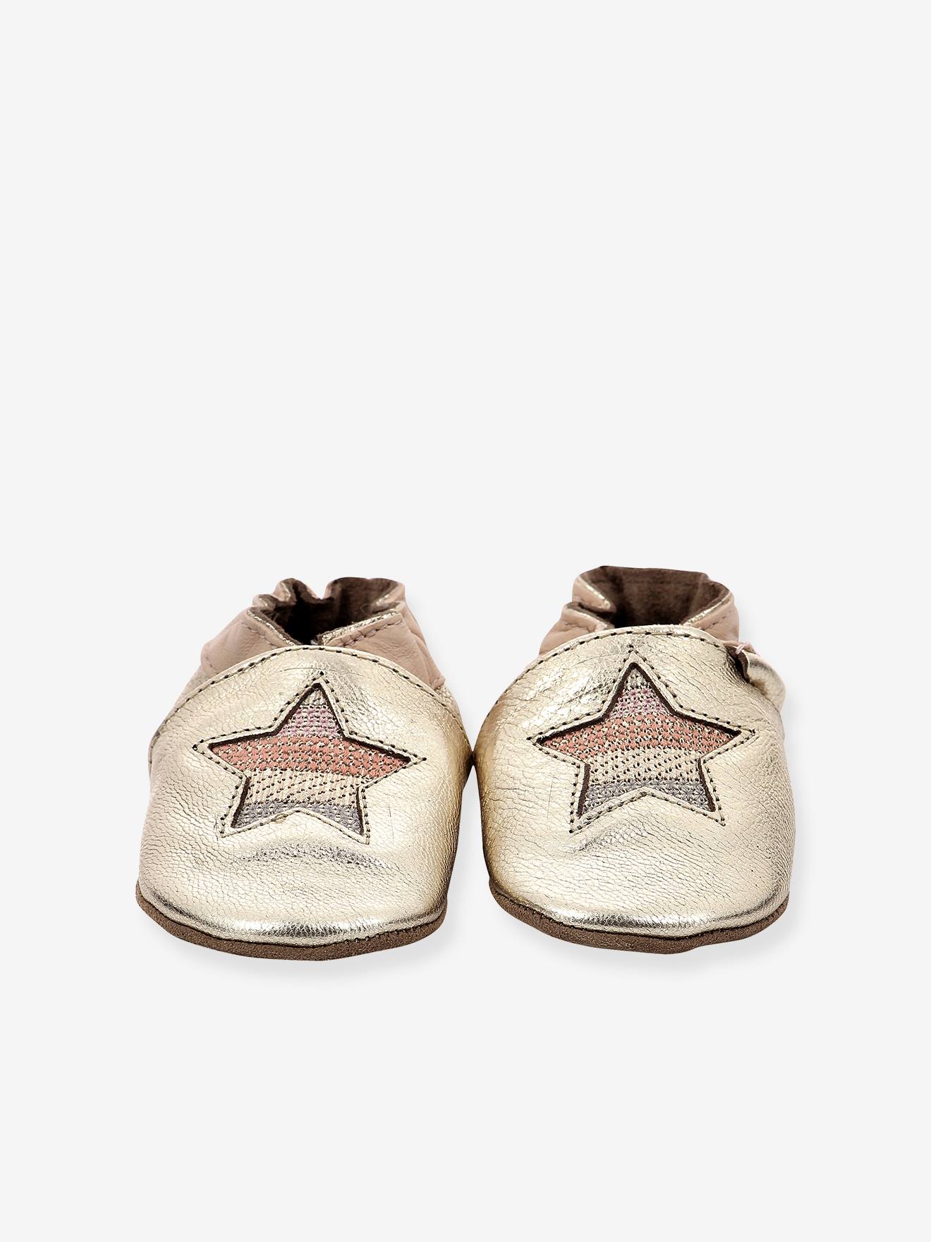 Chaussons cuir souple bébé Star Stripe ROBEEZ© marine