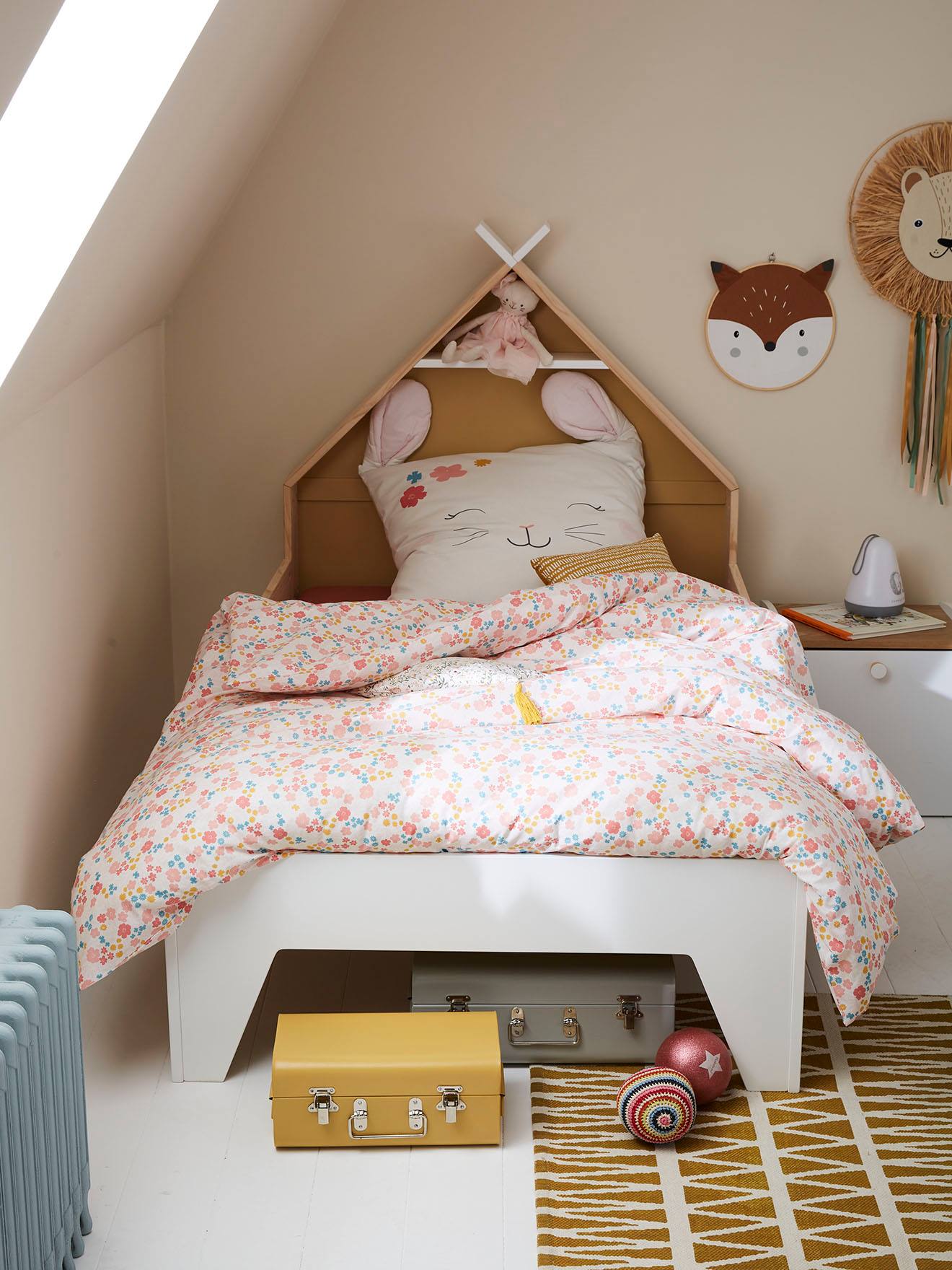 Vertbaudet Mitwachsendes Kinderbett TIPILI, Hausbett - grün/gelb