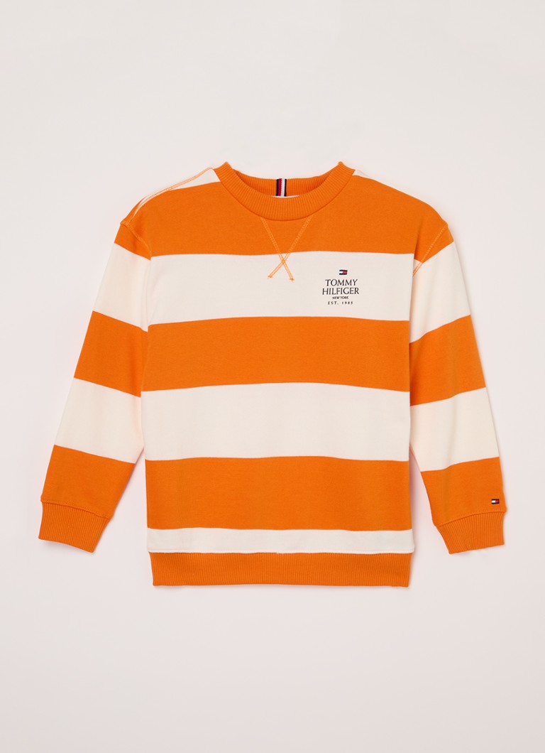 Pulover cu dungi și logo Tommy Hilfiger