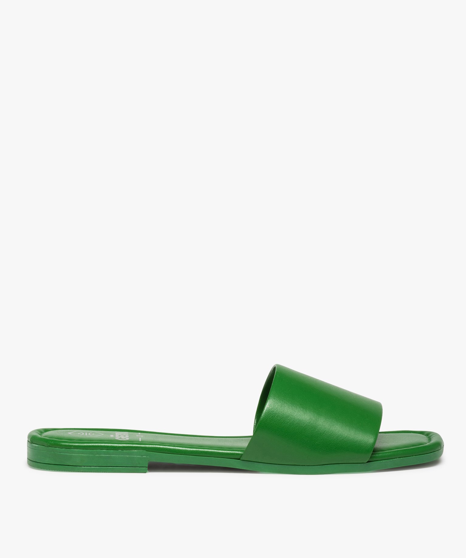 Mules femme unies à talon plat et bride droite vert | GEMO