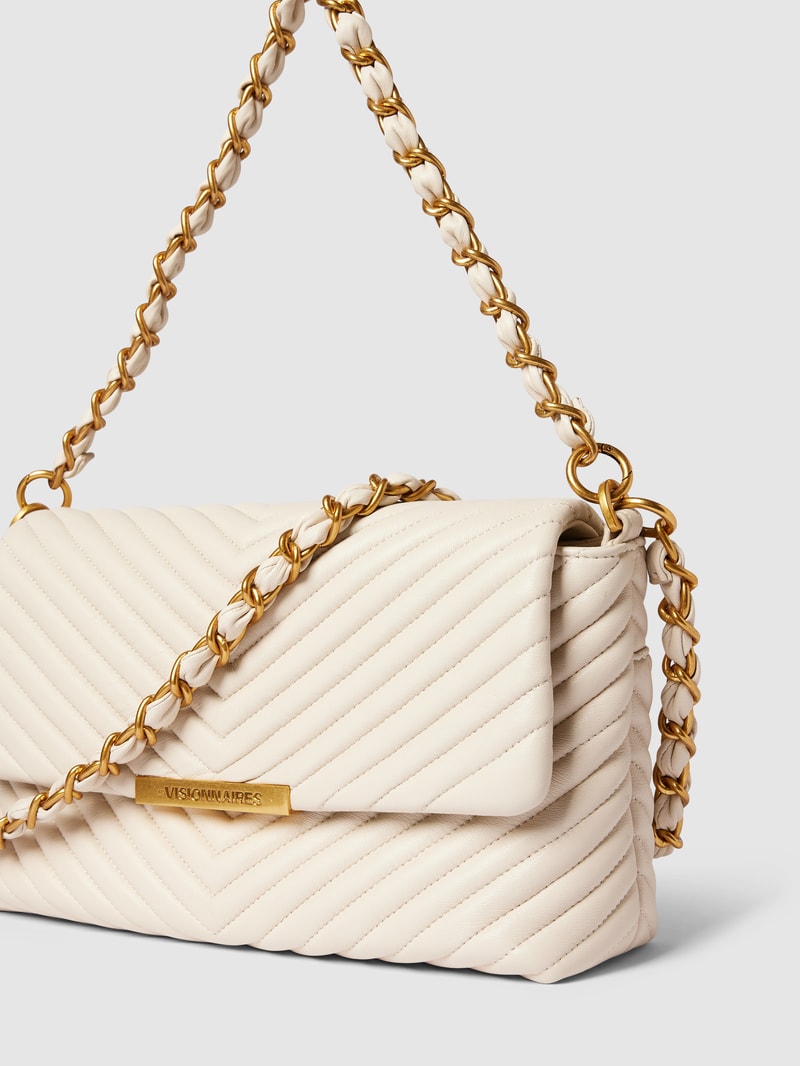 Umhängetasche mit Label-Detail Modell 'COCO' in ecru