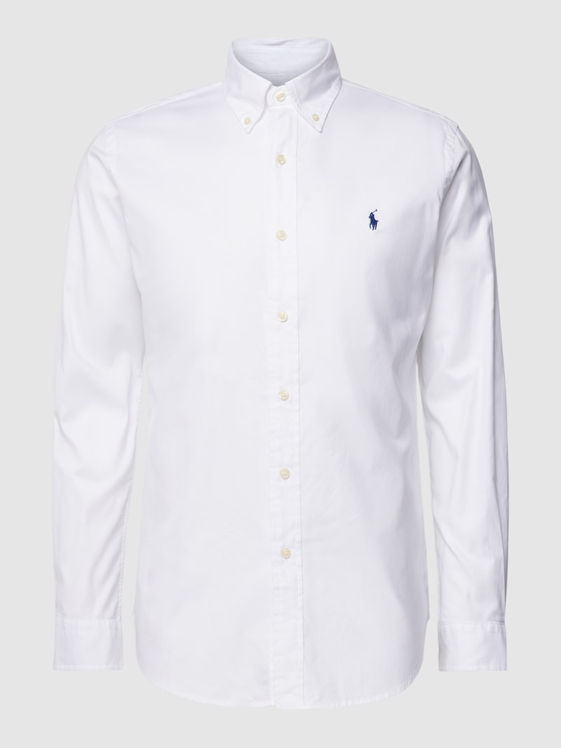 Custom Fit Freizeithemd mit Button-Down-Kragen in weiß