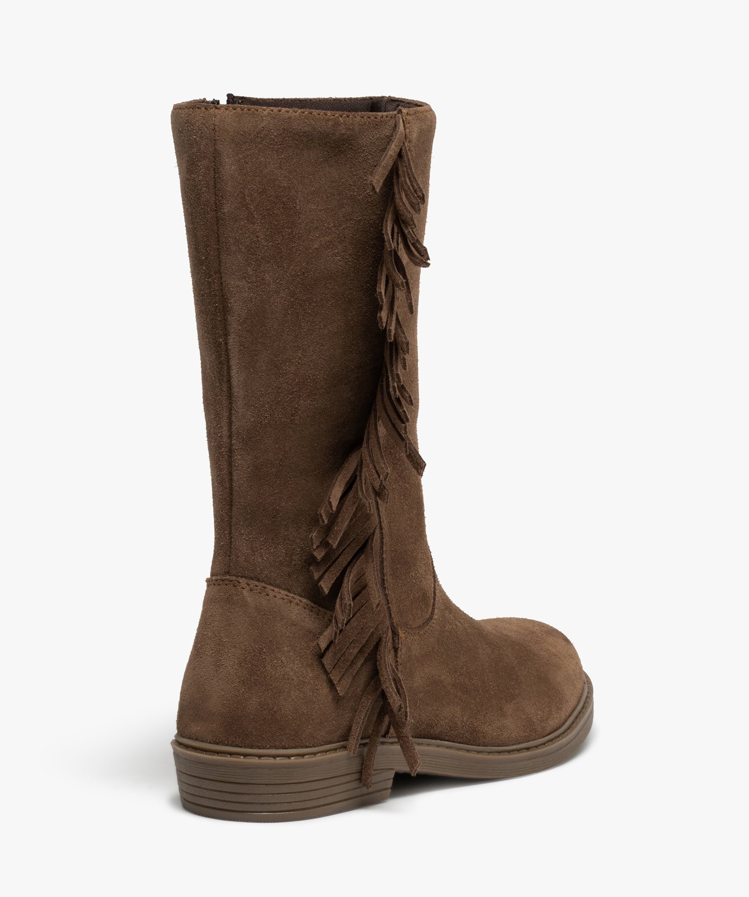 Bottes fille dessus cuir retourné avec franges | GEMO