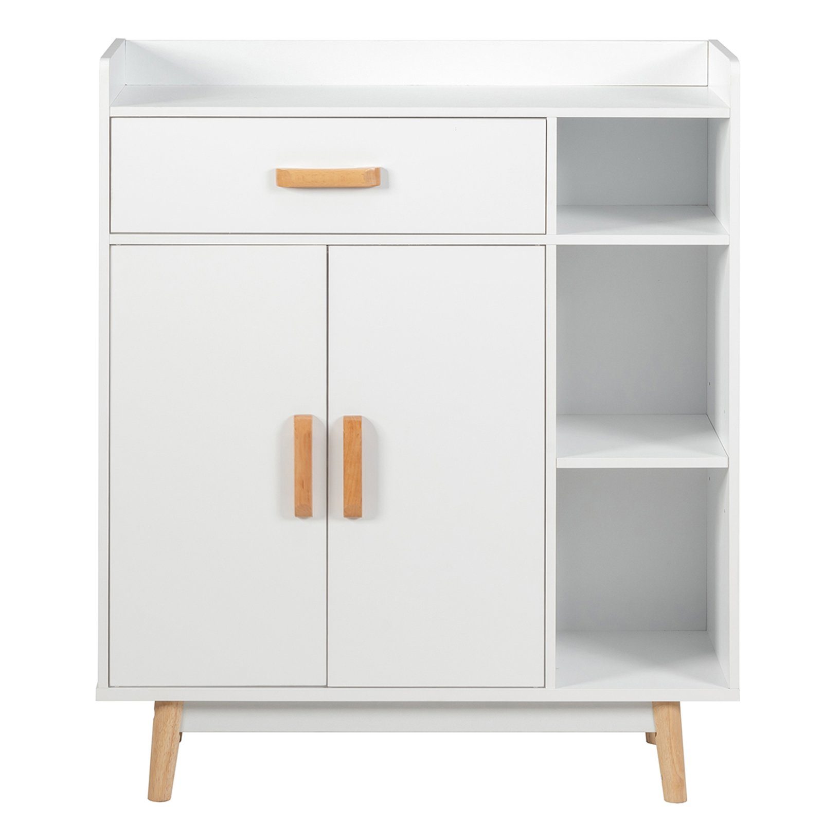 COSTWAY Kommode, mit Schublade&Fächern, aus Holz, stehend, 80x30x95cm, weiß