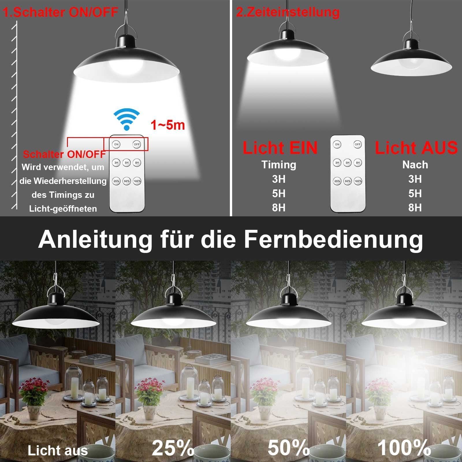 Rosnek LED Solarleuchte Solar Hängelampen für Außen & Innen, Solarlampen für Außen, LED, Warm weiß, Weiß, IP65 Wasserdicht Solar Hängelampe mit Fernbedienung, Garten Terrassen