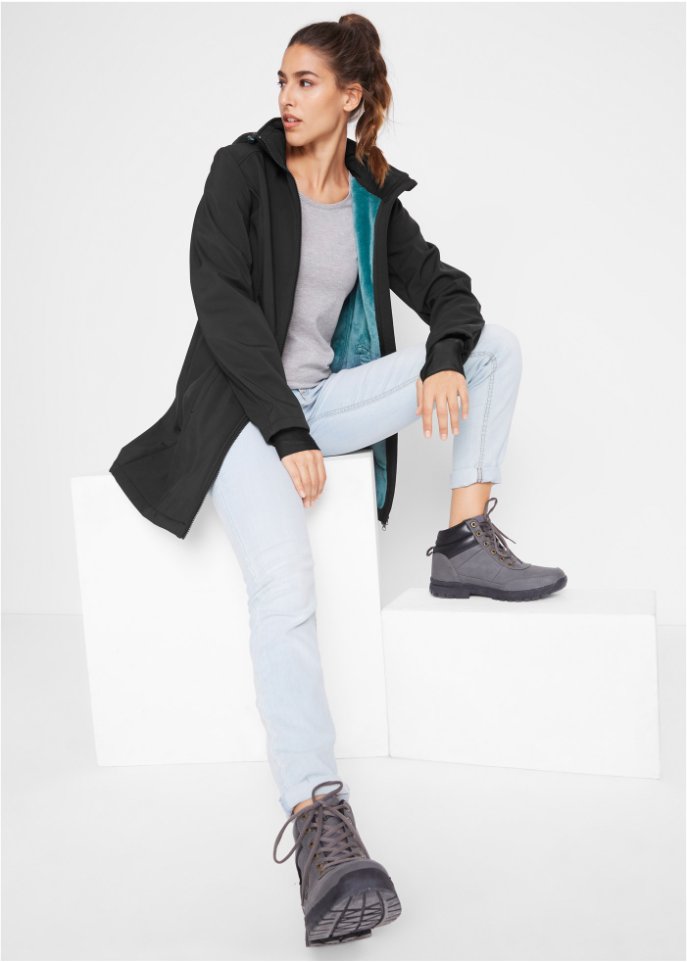Funktions-Softshell-Longjacke mit Teddyfleece