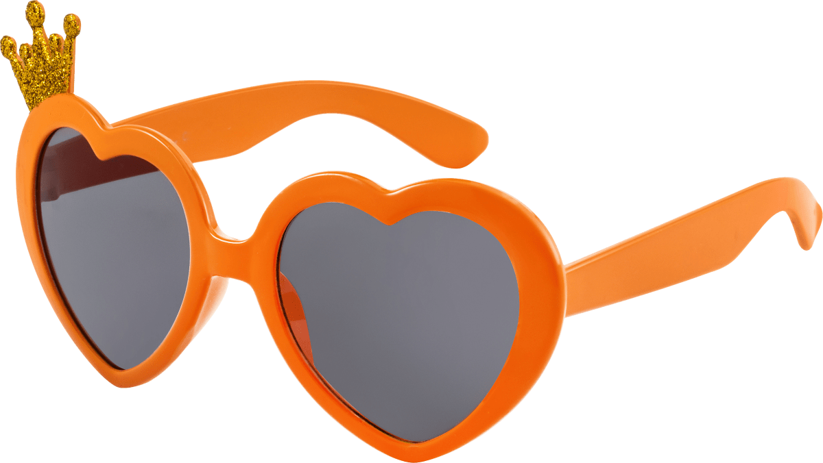 Orangene Party-Sonnenbrille in Herzform mir Krönchen-Detail, 1 St
