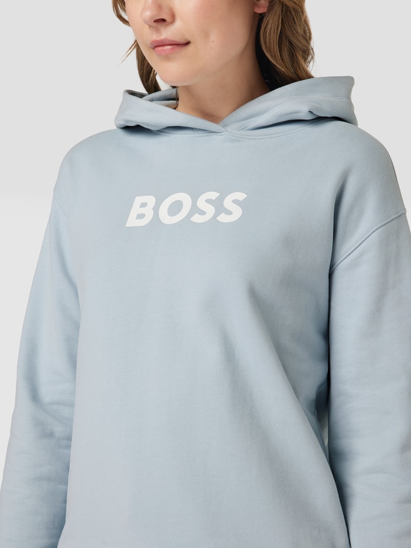 Hoodie mit Label-Print in hellblau