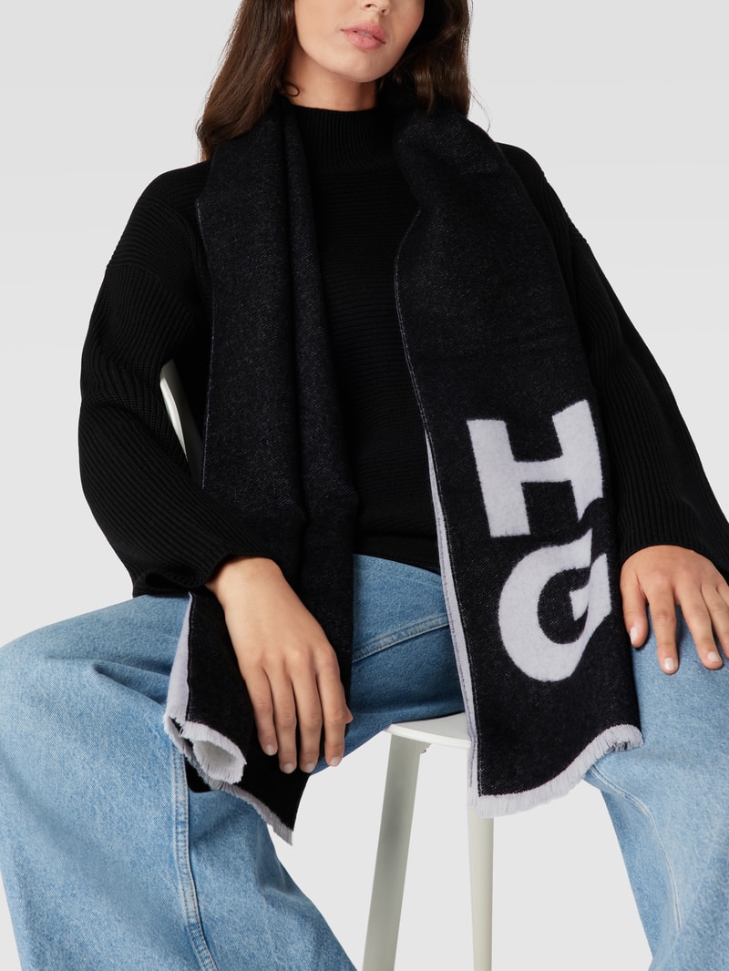 Schal mit Label-Print Modell 'Women' in schwarz