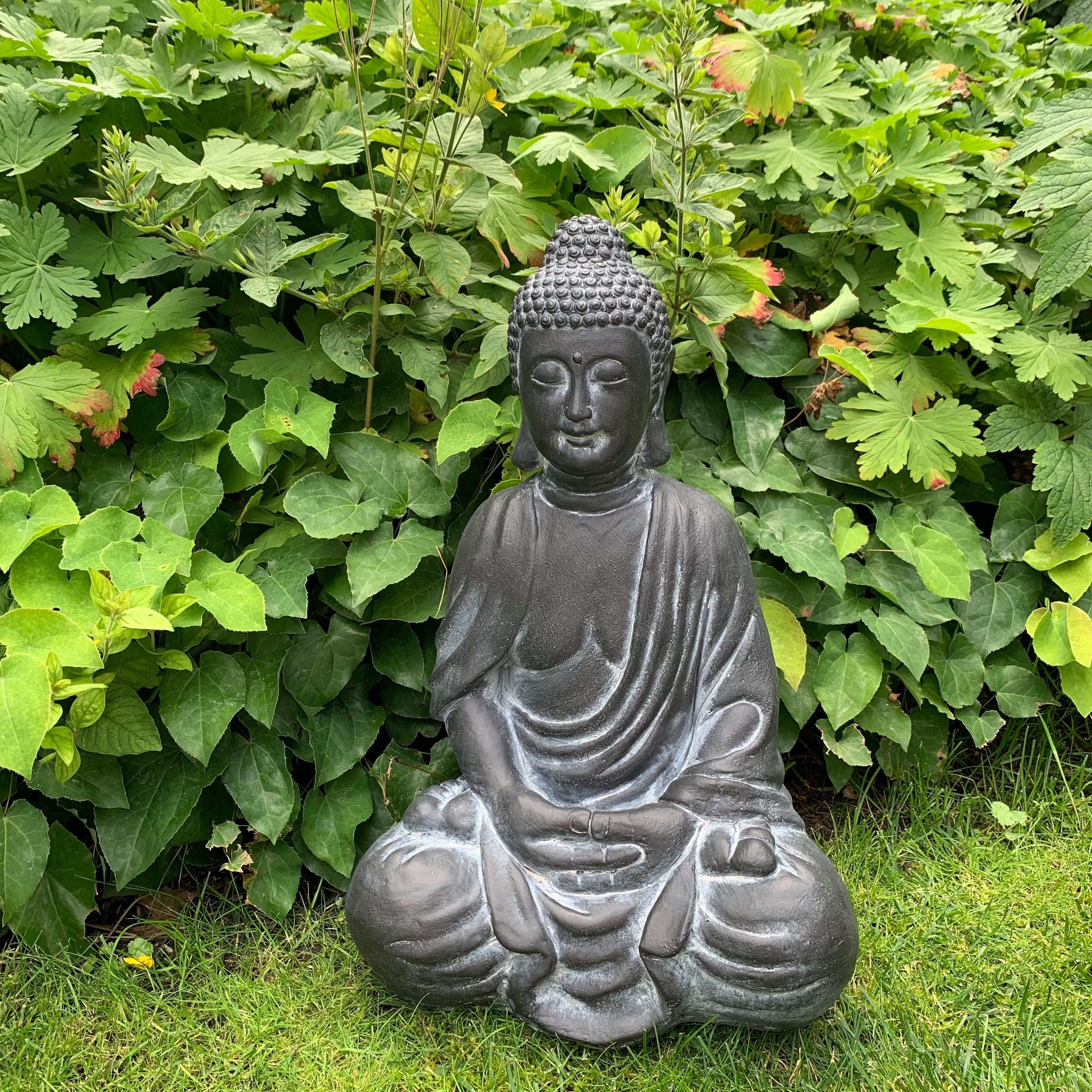 K&L Wall Art Buddhafigur Nepal Buddha Statue Kunststein Beton Feng Shui Deko (1, Gartenfigur), 45cm große Steinfigur Wellness Gartendeko