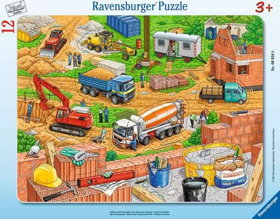 Kinderpuzzle ab 3 Jahren - Arbeit auf der Baustelle - 12 Teile