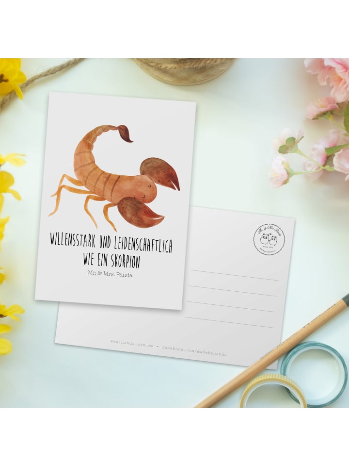 Mr. & Mrs. Panda Postkarte Sternzeichen Skorpion mit Spruch in Weiß günstig kaufen onesize