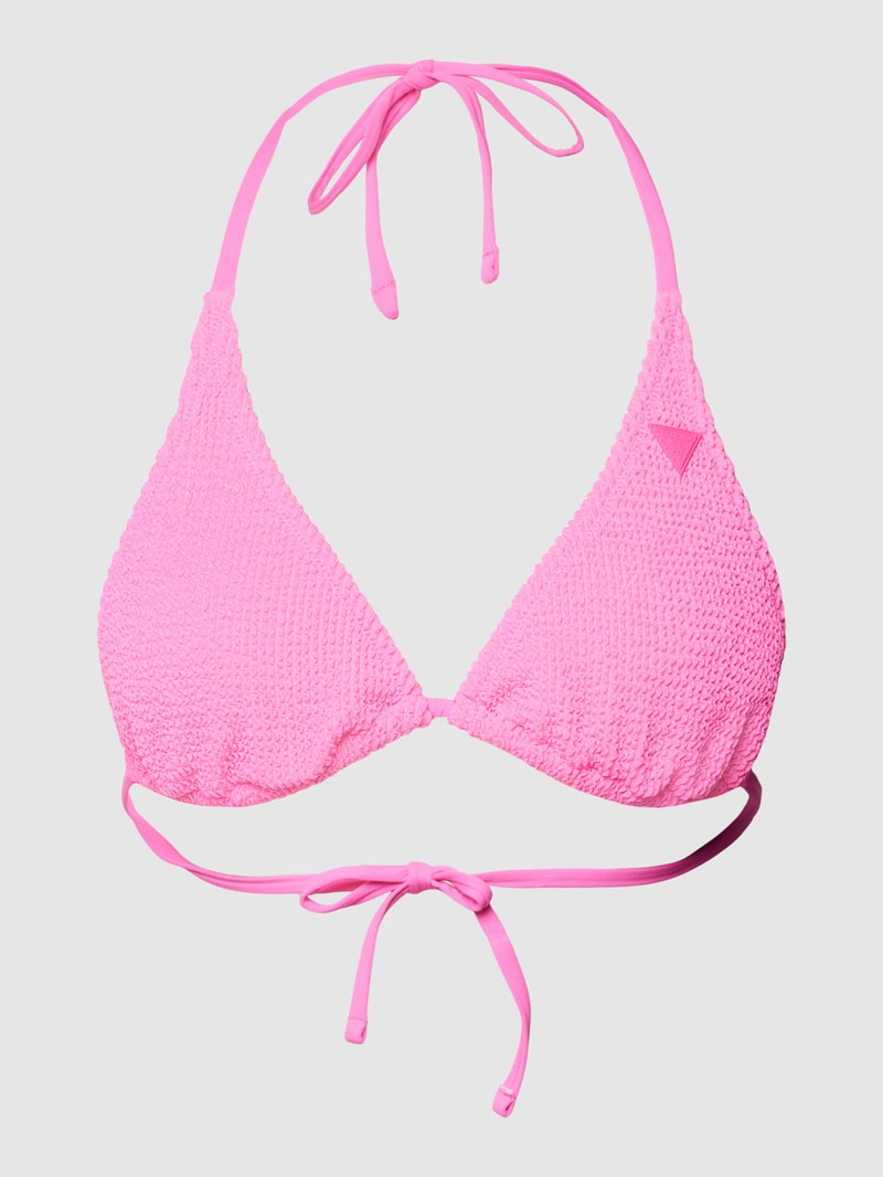 Bikini-Oberteil mit Label-Detail in neon pink