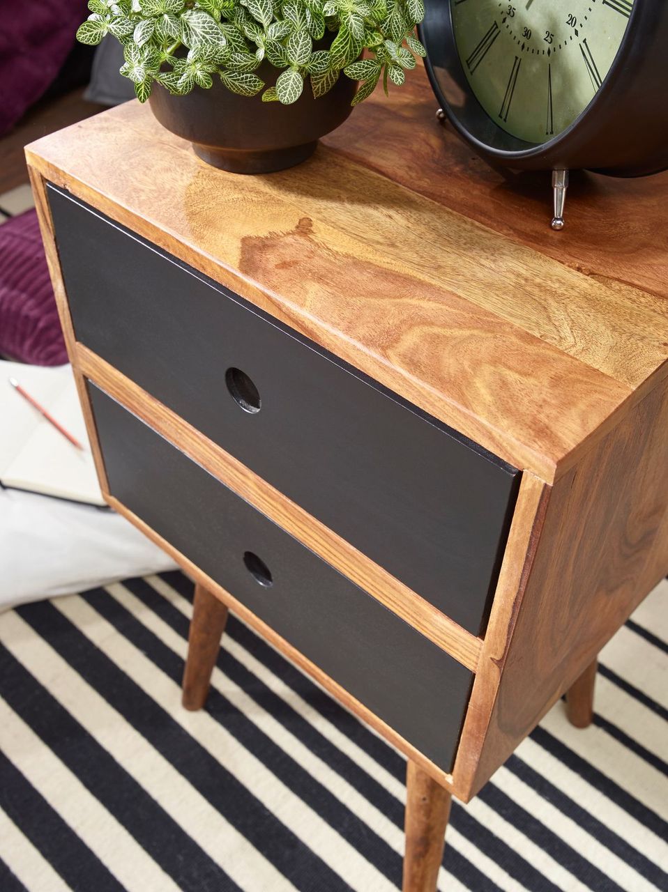 Wohnling Retro Nachtkonsole REPA Holz Dunkelbraun/Schwarz