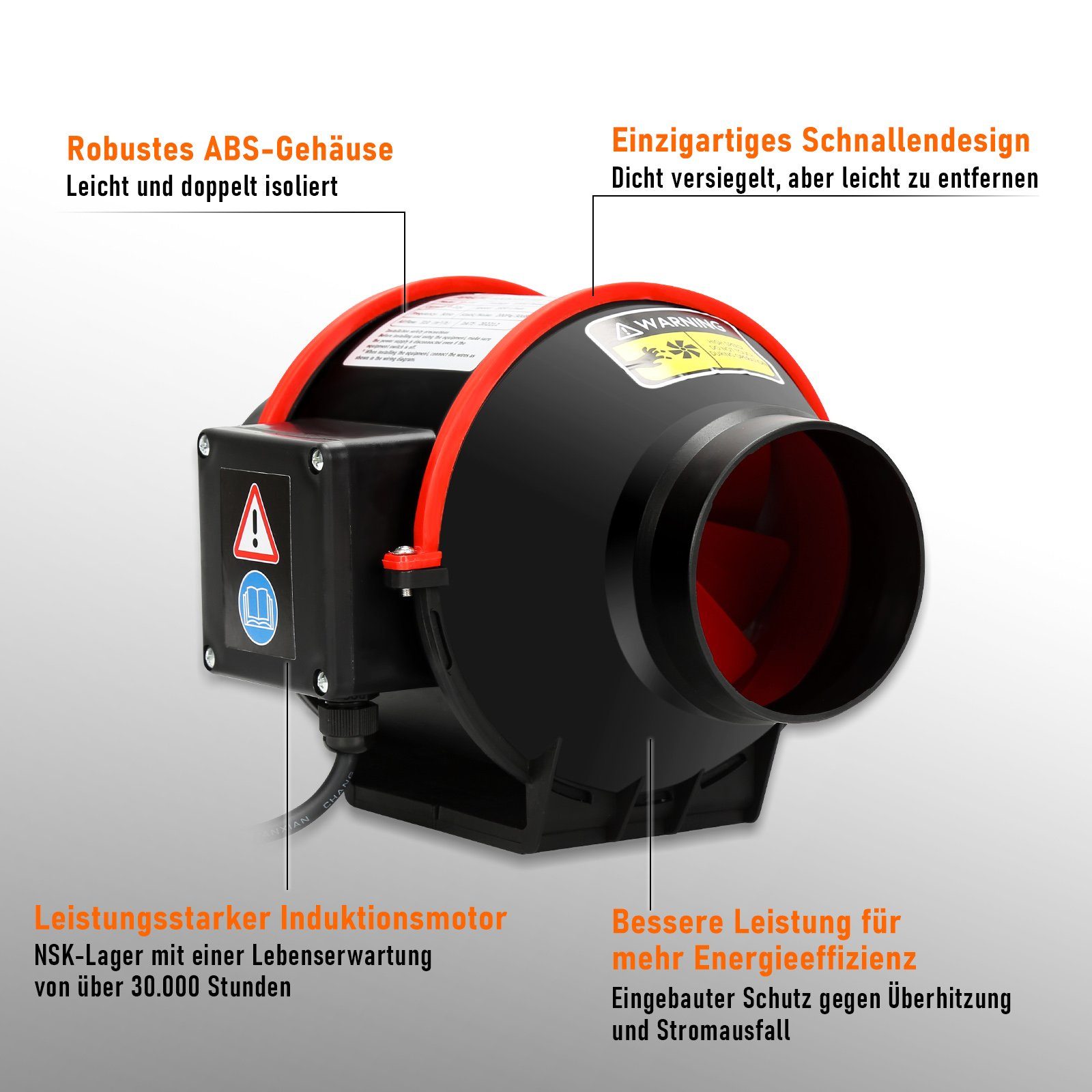 Gimisgu Wandventilator Rohrventilator Ø100mm Rauchabzug mit Fernbedienung 2-Gang Regler