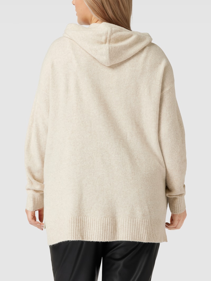 PLUS SIZE Hoodie in Strick-Optik in sand meliert
