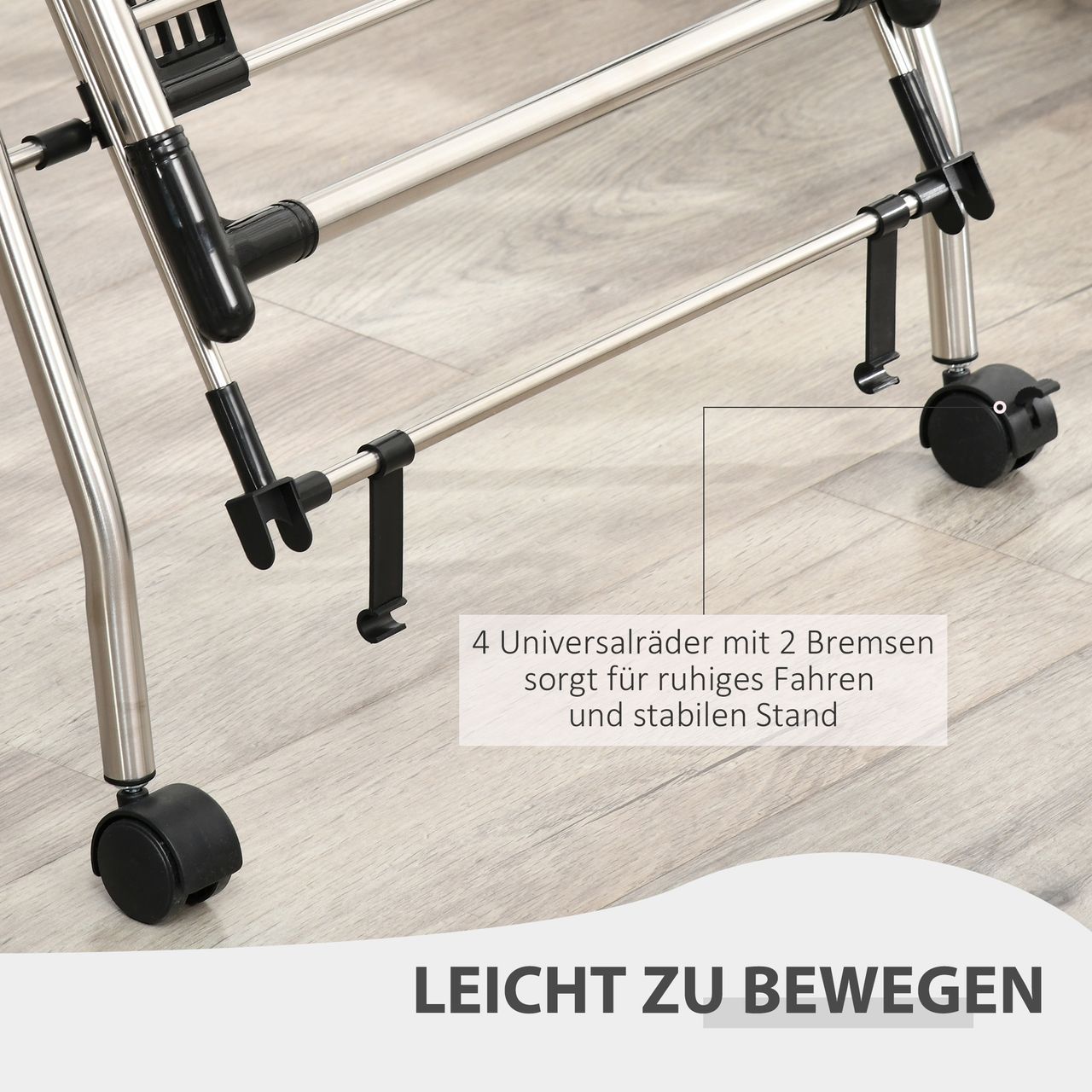 HOMCOM Kleiderständer Wäschetrockner Wäscheständer Standtrockner zusammenklappbar großer Trockenraum Edelstahl 138,5x63x208cm