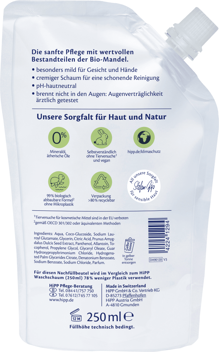 Baby Waschschaum sensitiv, Nachfüllpack, 250 ml
