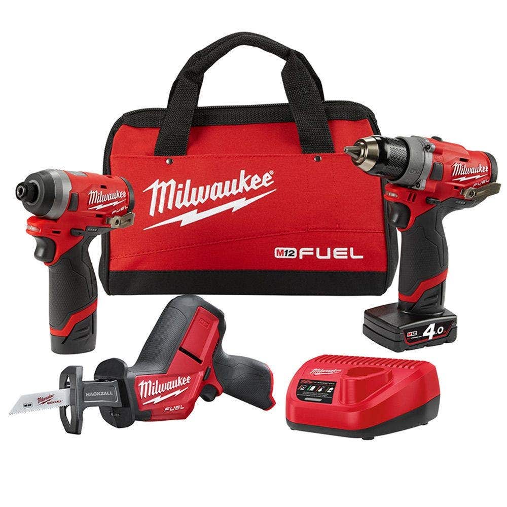Pacote de baterias sem escova MILWAUKEE FUEL™ 12V, 3 peças, 1 x 2,0 Ah/4,0 Ah M12FPP3G-421B