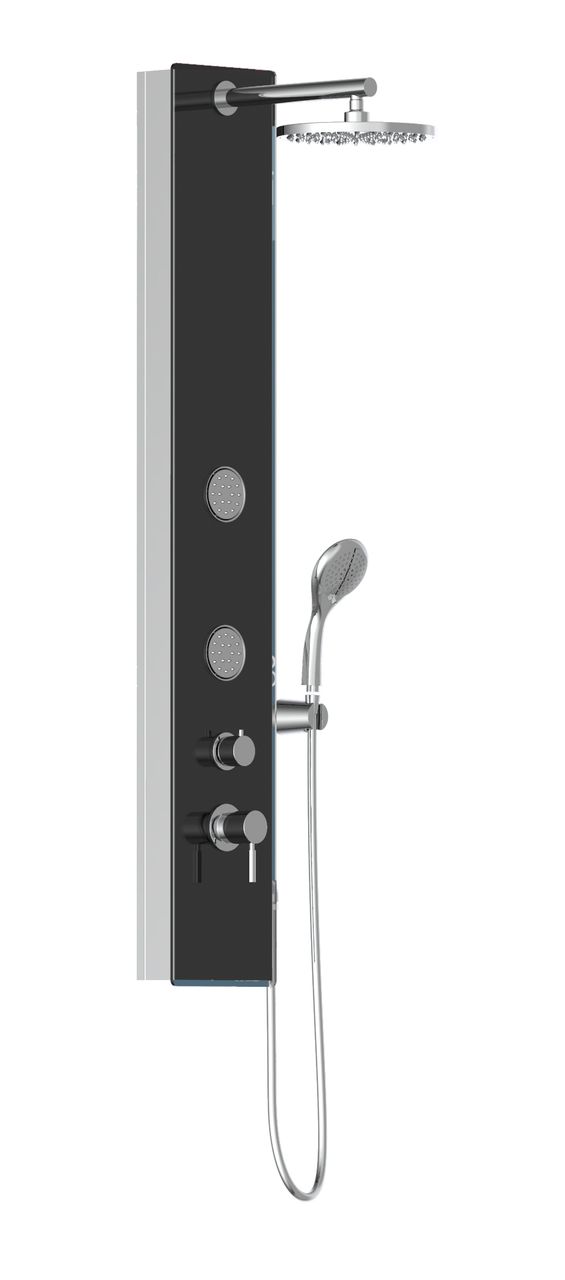 Schütte Duschpaneel Glas, Wellness Duschsystem mit Regendusche, Handbrause und Massagedüsen