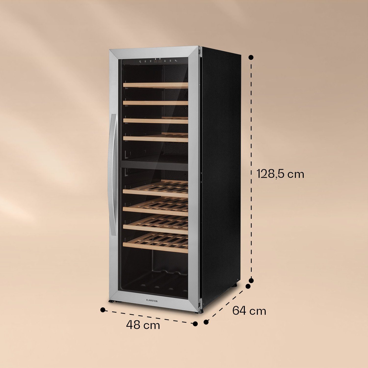 Klarstein Weinkühlschrank Vinamour 77 Duo, für 77 Standardflaschen á 0,75l,2 Zonen Wein Flaschenkühlschrank Weintemperierschrank Weinschrank