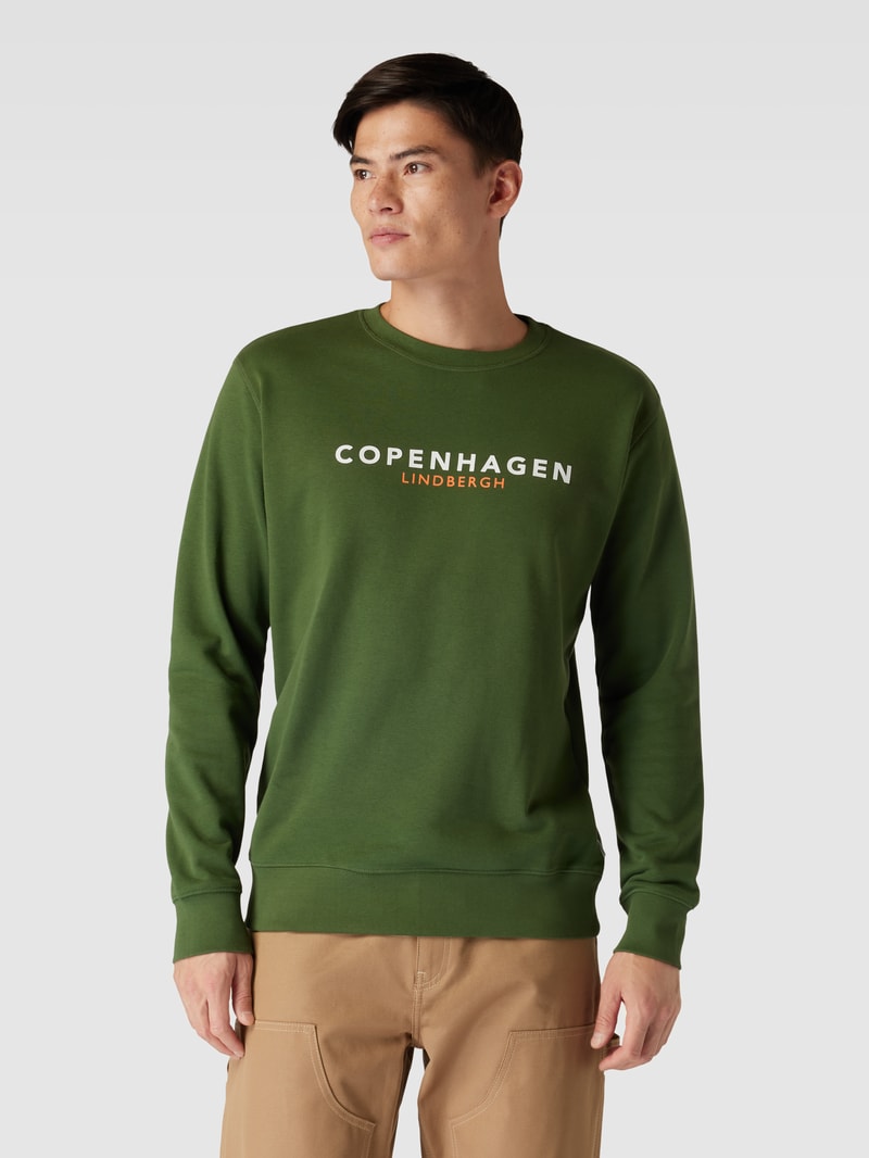 Sweatshirt mit Label-Print in apfelgrün