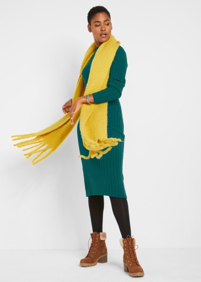 Strick-Midikleid, wadenlang