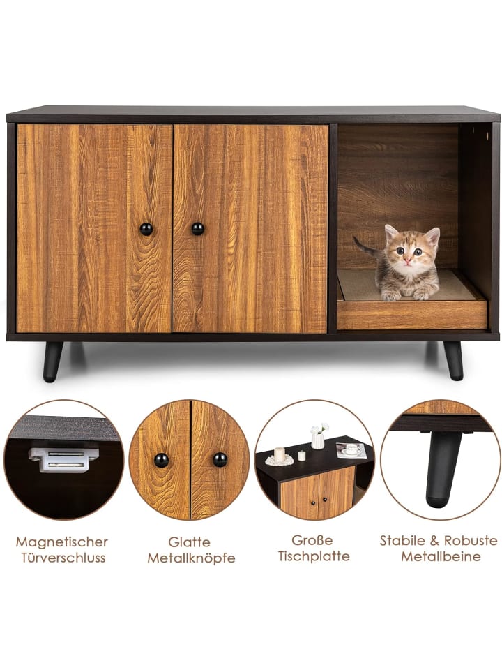 COSTWAY Katzenschrank mit Kratzbrett in Braun günstig kaufen 50 cm