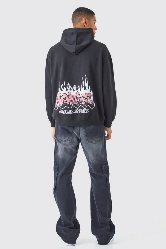 Oversize Hoodie mit Homme Graffiti-Print