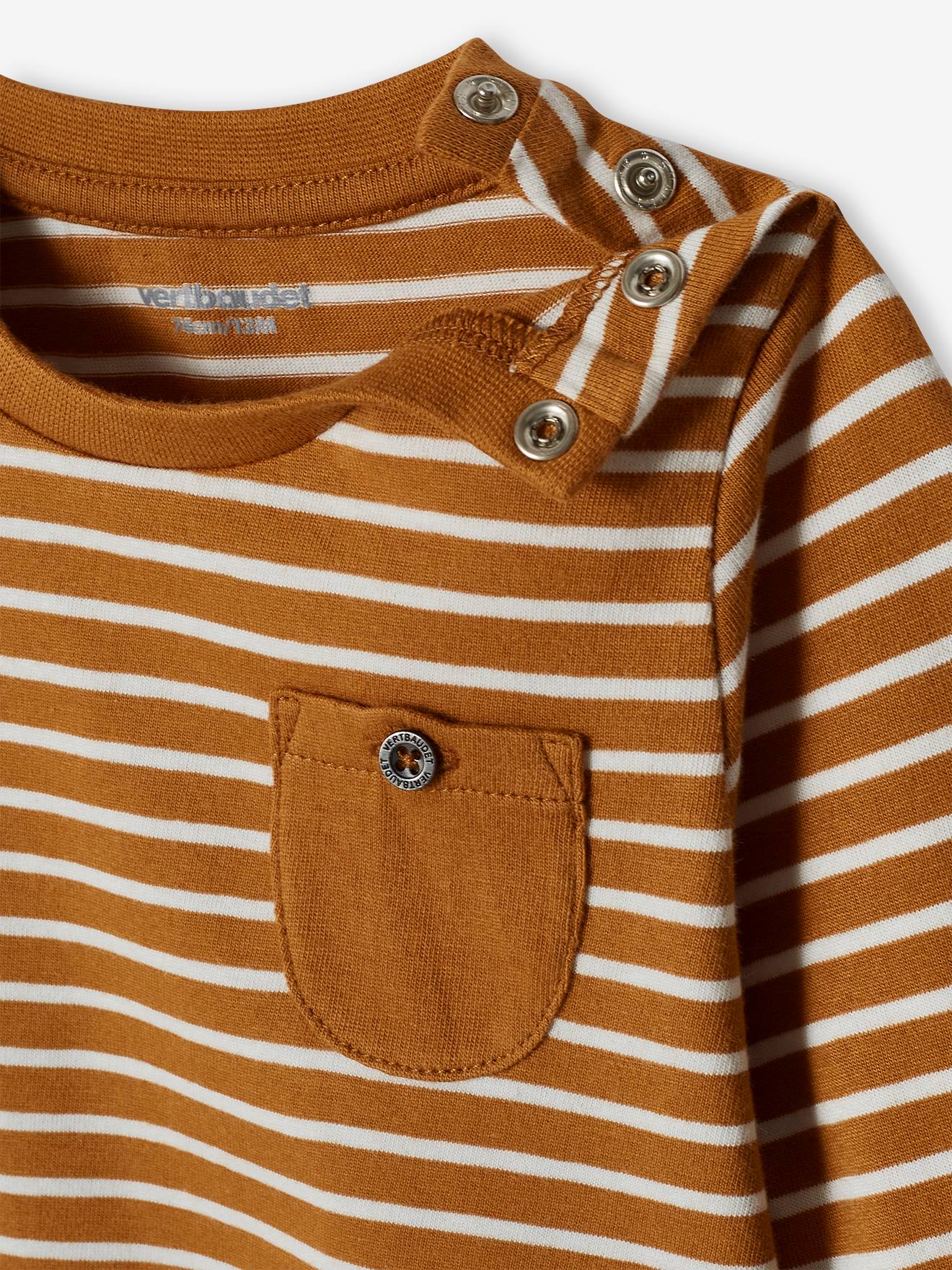 Lot de 2 T-shirts basics bébé motif animal et rayé bleu grisé
