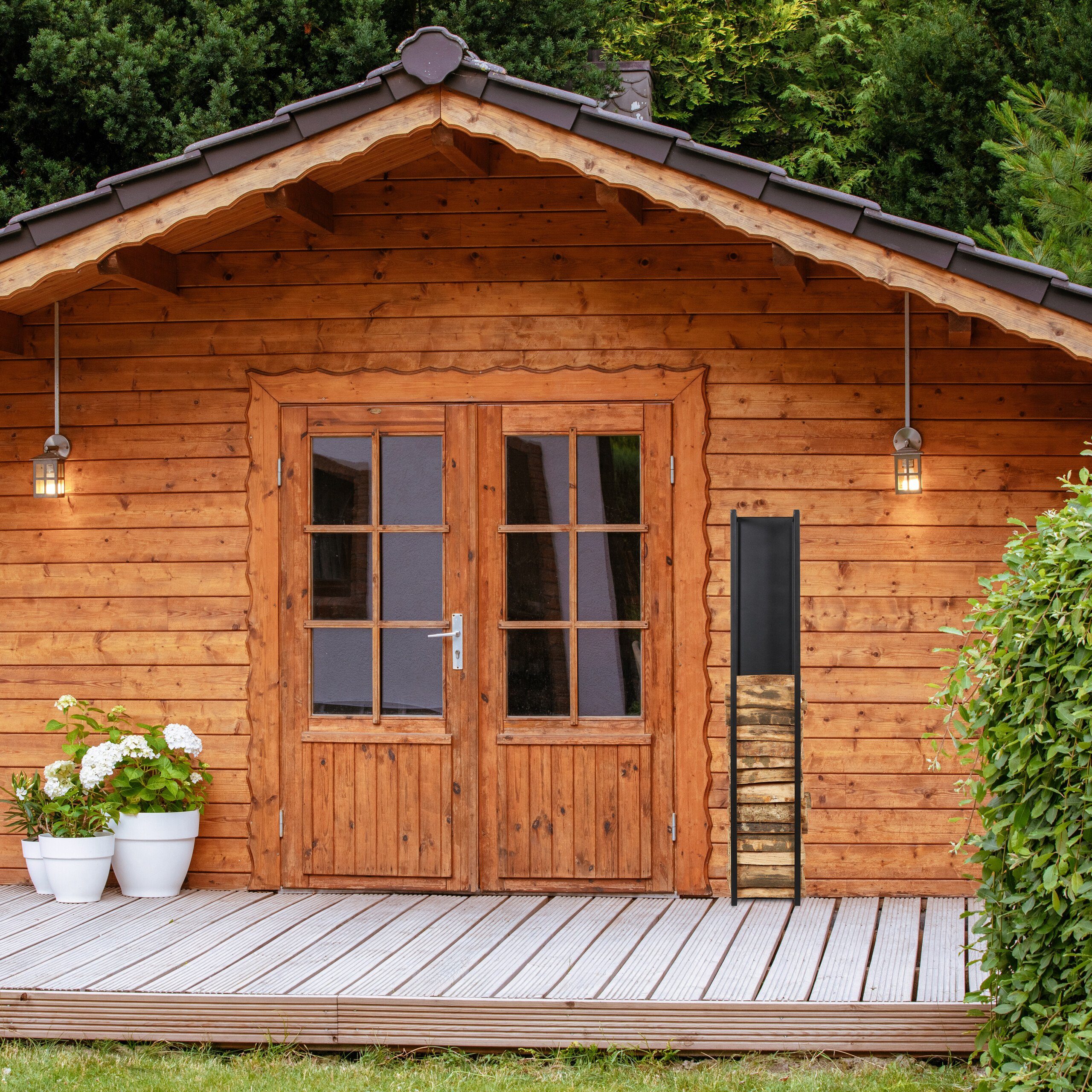 relaxdays Kaminholzregal Hohes Kaminholzregal mit Rückwand, BxTxH:23.5x30x157 cm