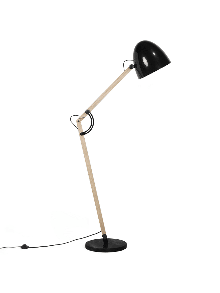 Beliani Stehleuchten HETTON in Schwarz/Heller Holzfarbton/Gold günstig kaufen onesize