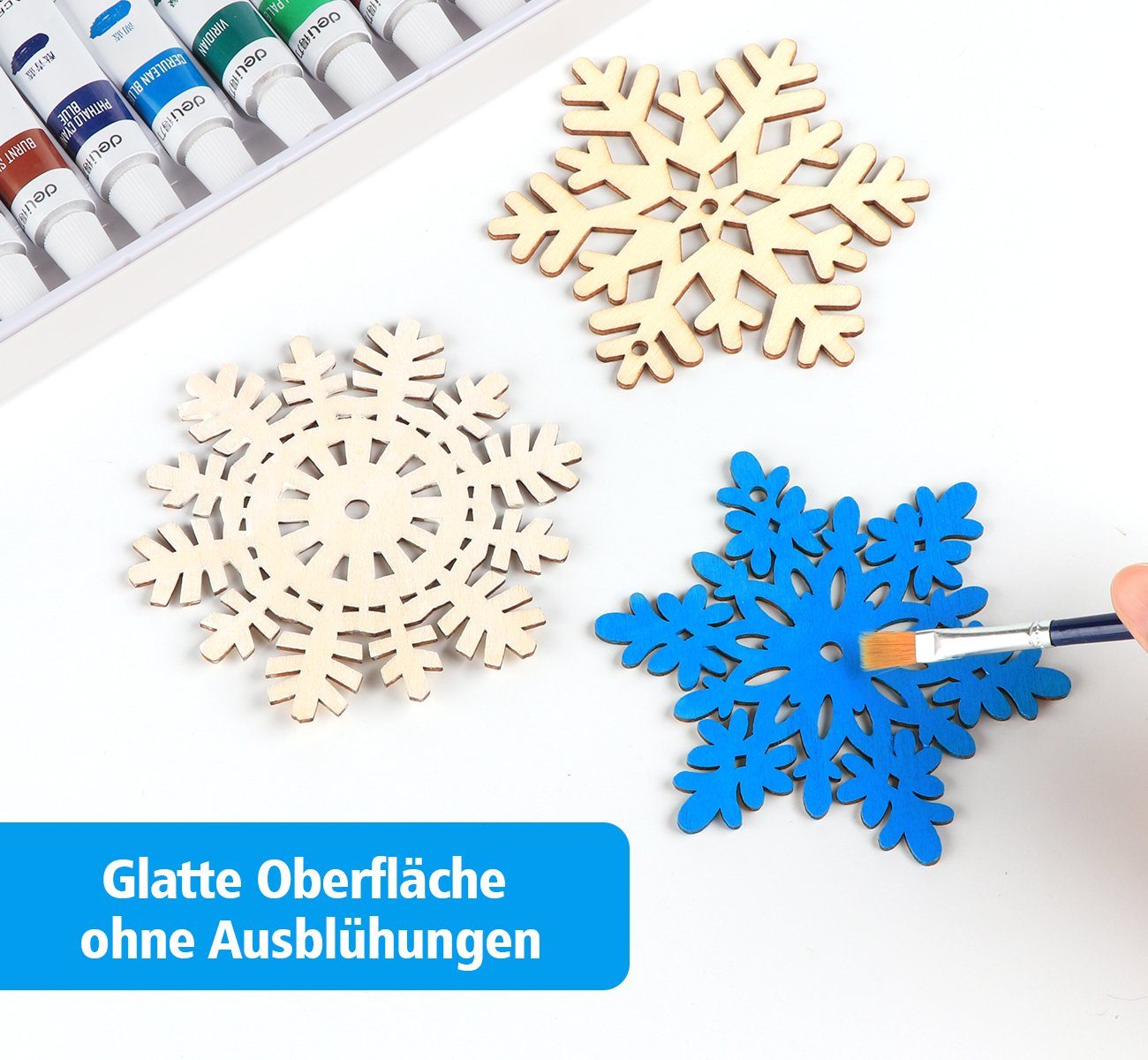 Homewit Hänge-Weihnachtsbaum Holz Schneeflocken Anhänger Weihnachtsbaum Anhänger Holzdeko für DIY, Weihnachtsbaumschmuck Holzanhänger Christbaumschmuck