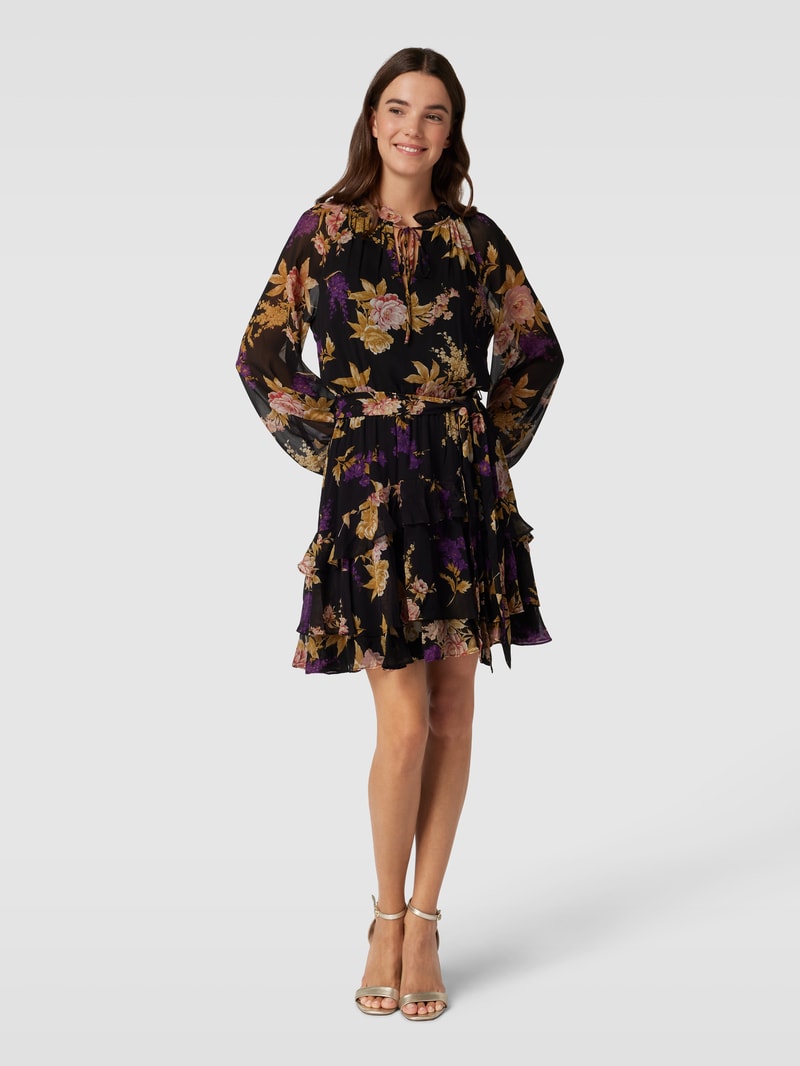 Kleid mit Allover-Muster Modell 'RAVILLA' in schwarz